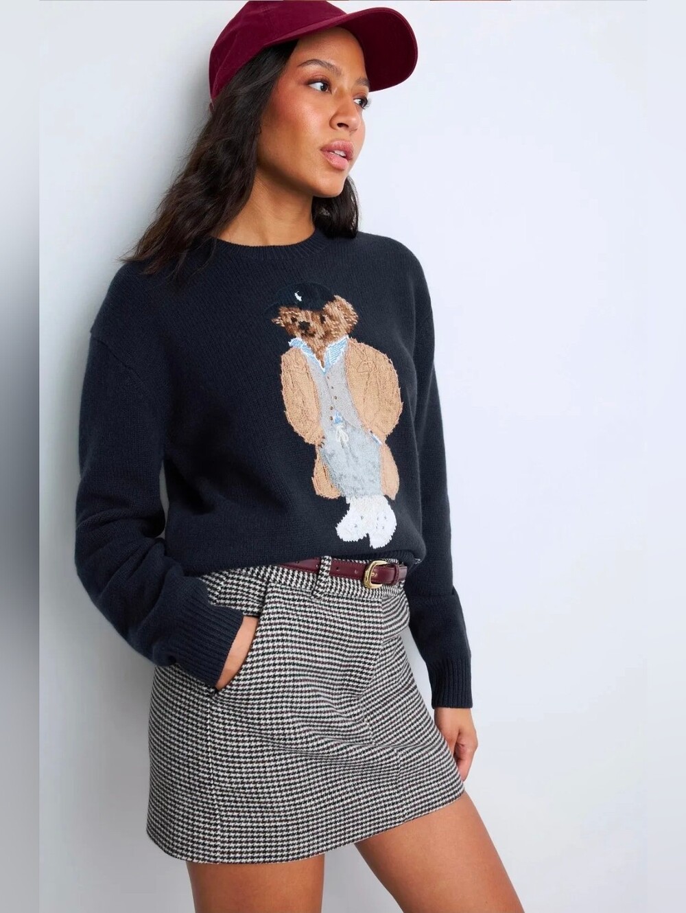 🐻 Polo by Ralph Lauren Navy Wool Cashmere Crewneck Sweater with Bear Intarsia S - Picture 8 of 16